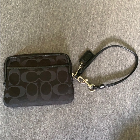 Coach | black lettered wristlet - never used - Picture 2 of 3